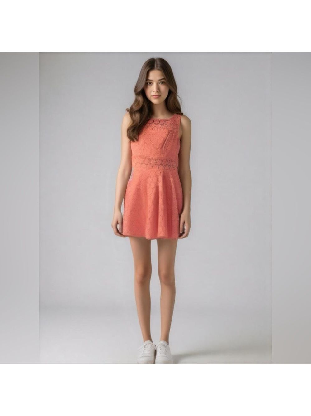 TRIXI.NYC Women's Sleeveless Eyelet Dress - Size 3 - Coral